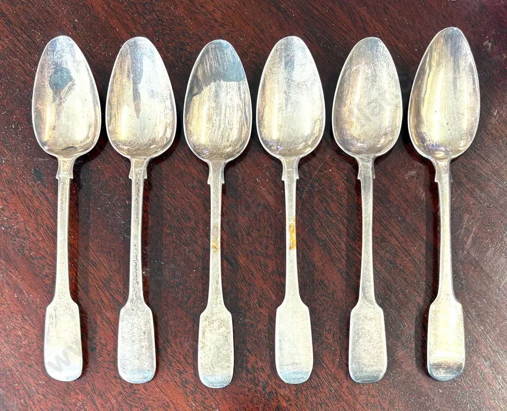 Set of Six Sterling Silver Fiddleback Teaspoons TW99gms Image 1++