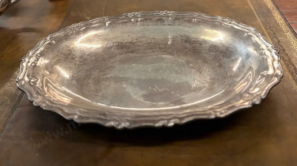 Peruvian Sterling Silver .925 Dish TW583gms L35cm Image 1++
