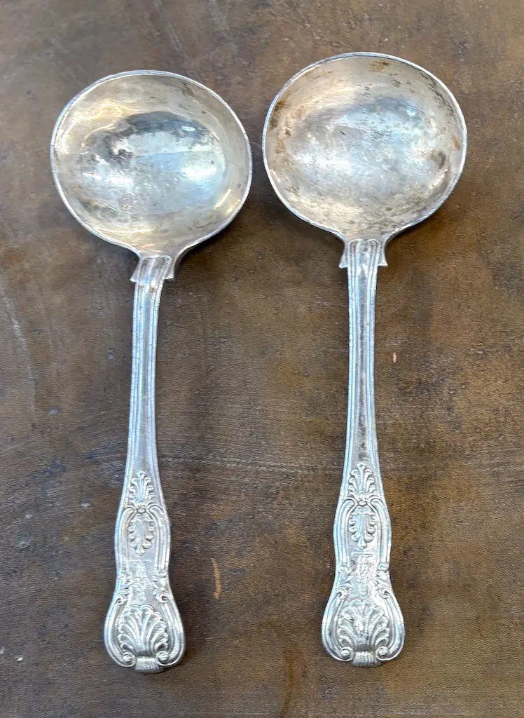 Pair of Sterling Silver Kings Pattern Ladles TW155gms Image 1++