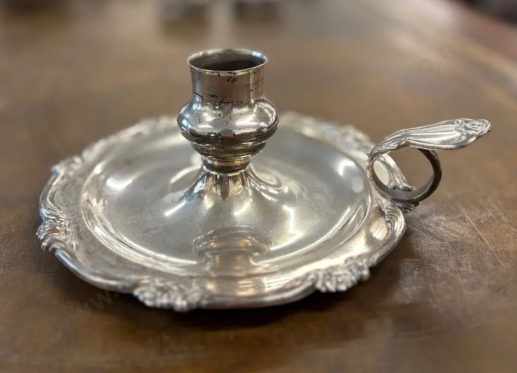 Peruvian Sterling Silver .925 Chamber Stick TW154gms Image 1++