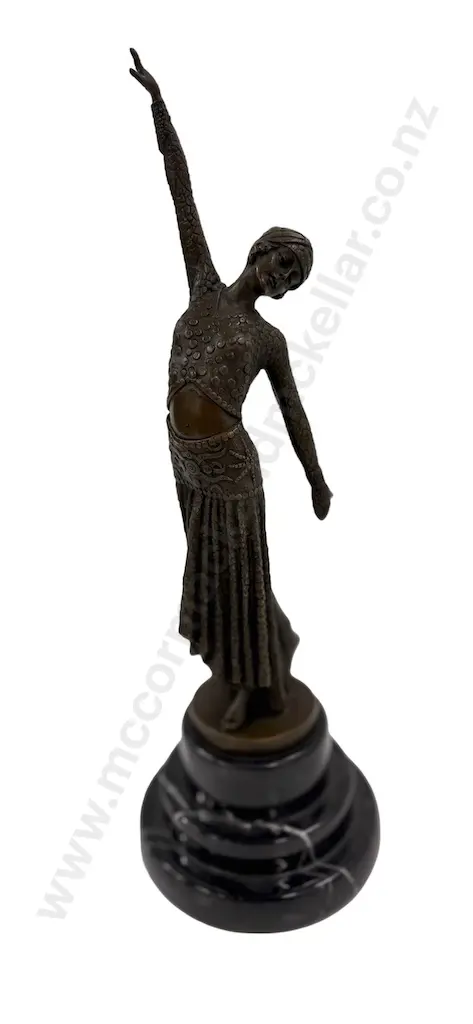 DH Chiparus Bronze Art Nouveau figurine on Marble Base, H37.5cm Image 1++