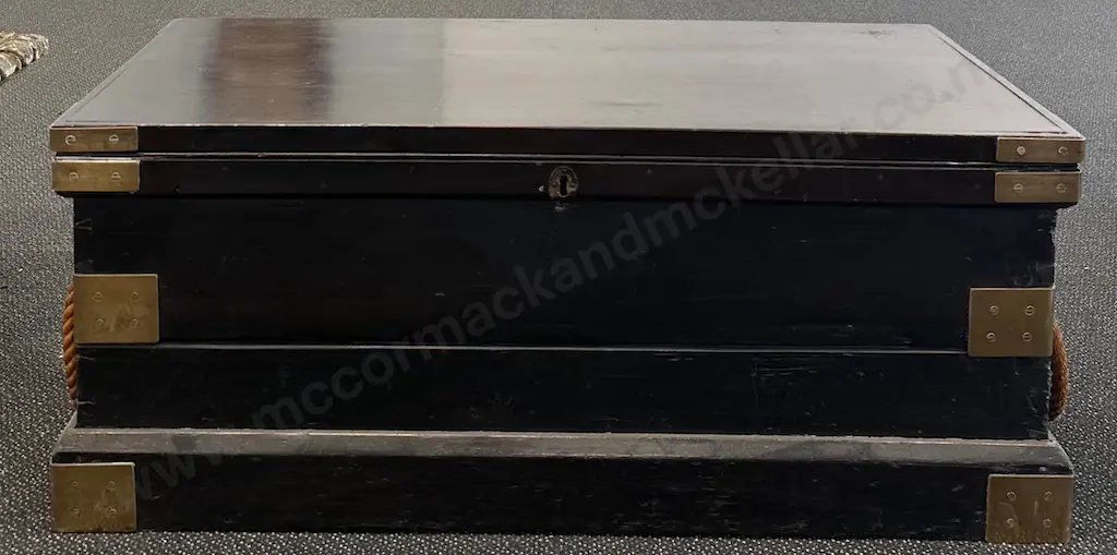 Brass Bound Ships Chest with Rope Handles, L110xW50xH45cm Image 1++