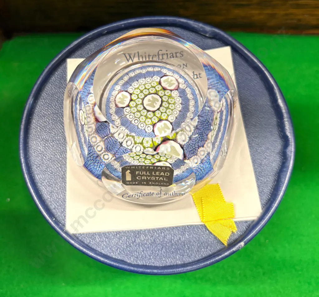 Boxed Whitefriars Lead Crystal Paperweight - Ltd Edition 27/100 Millefiore American Eagle Image 1++