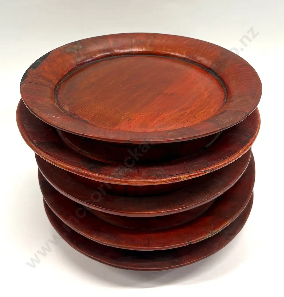 Set of 5 Wooden footed Rice Bowls, H4xDia21cm Image 1++