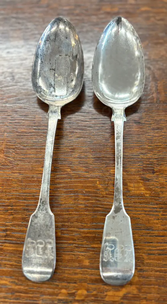 Two Sterling Silver Serving Spoons, London 1841, TW122gms Image 1++