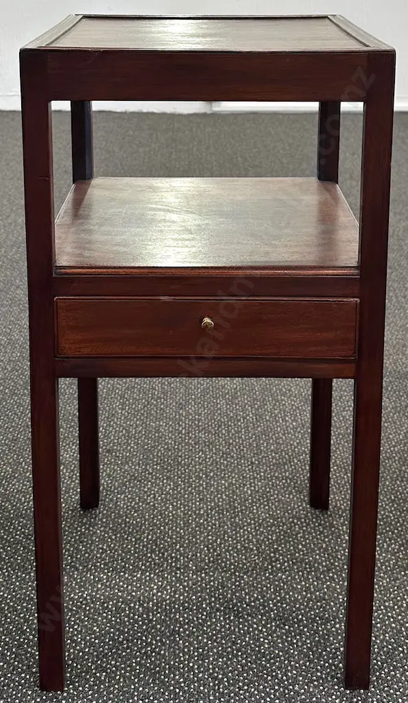 George III Mahogany Bedside Table with single drawer, L33xW33xH65cm Image 1++