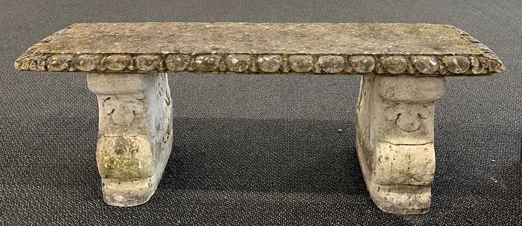 Stone Outdoor Bench on Plinth Base, L123xD40xH41cm Image 1++