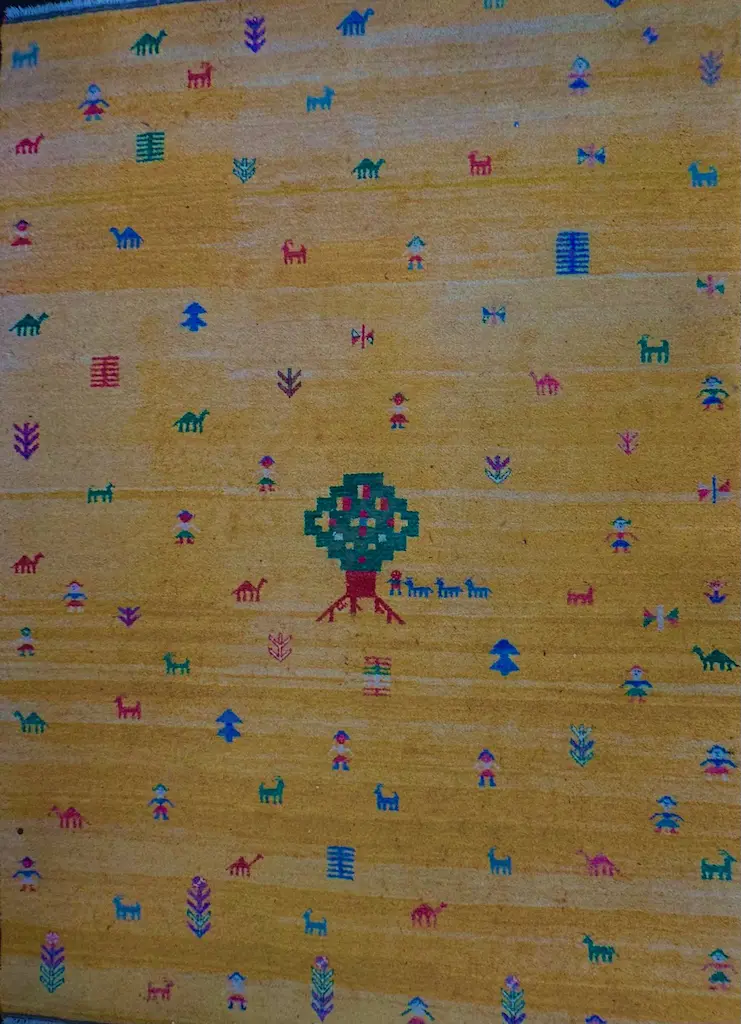Large Iranian Gabba Rug with Figure and Animal Motifs, 360x254cm Image 1++