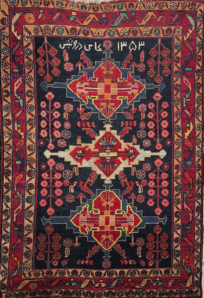 Persian Rug in Red, Navy Blue and Pink Tones L167x112cm Image 1++