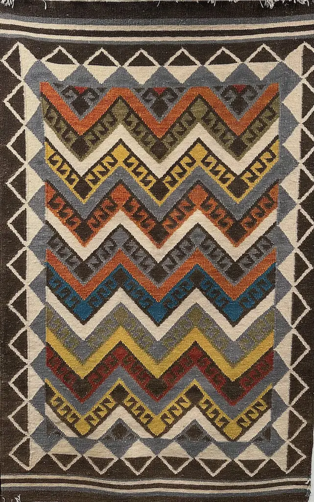Kilim Rug in Brown, Yellow and Orange Tones L194x124cm Image 1++