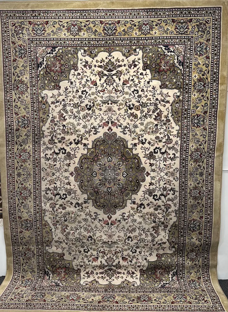 Cream and Tan Floral Rug L298x200cm Image 1++