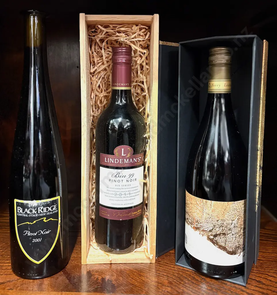 Lindeman's Pinot Noir 2011, Black Ridge Pinot Noir 2001, Lowburn Ferry 2017 Pinot Noir Image 1++