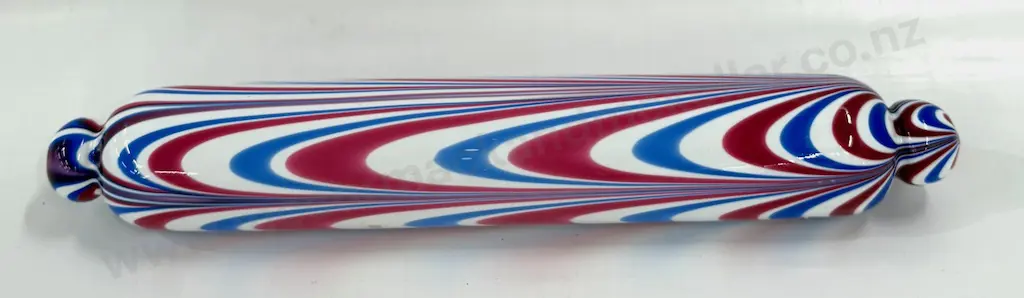 Candy Swirl Glass Rolling Pin - Blue, Red & White L40cm Image 1++