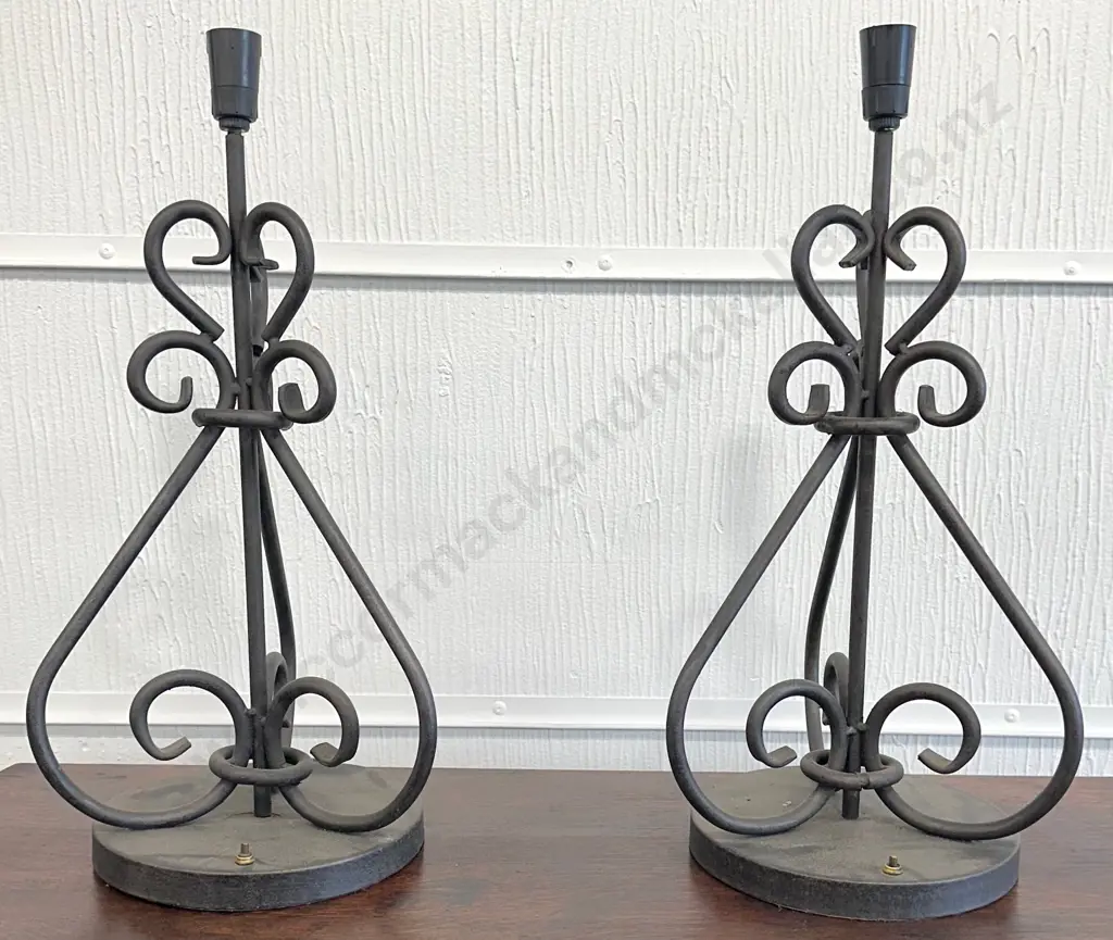 Pair of Wrought Iron decorative Lamp Bases, H62xDia25cm Image 1++