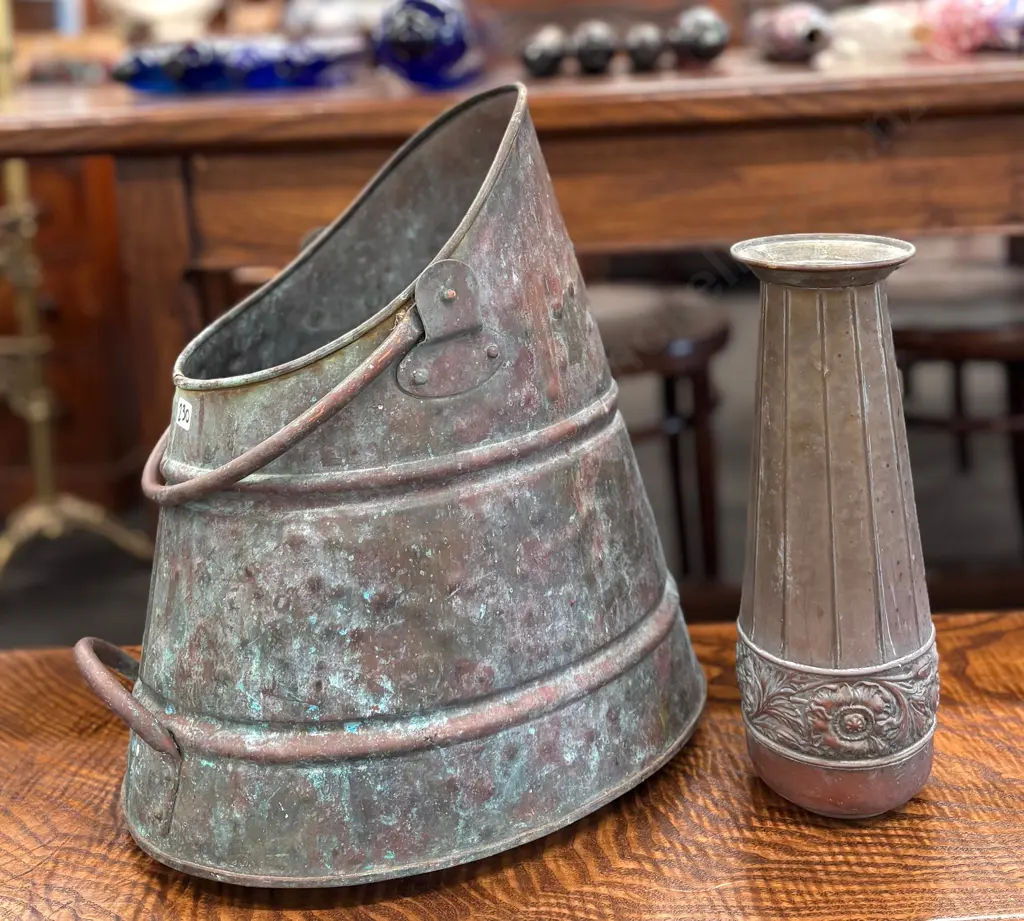 Copper Coal Scuttle and Vase Image 1++