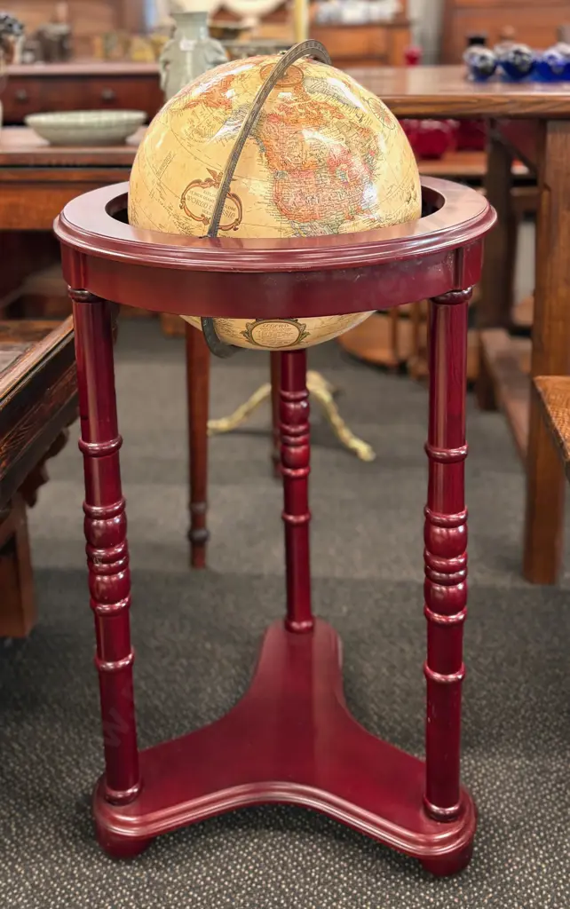 World Classic 12" Dia Globe on Cherrywood Stand, H89cm Image 1++