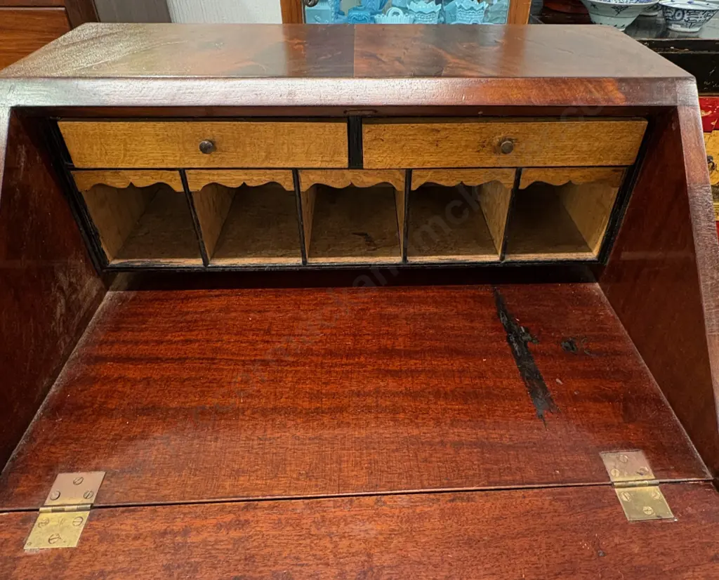 Mahogany Four Drawer Writing Bureau on Ball and Claw Feet W64xH99xD46cm Image 1++