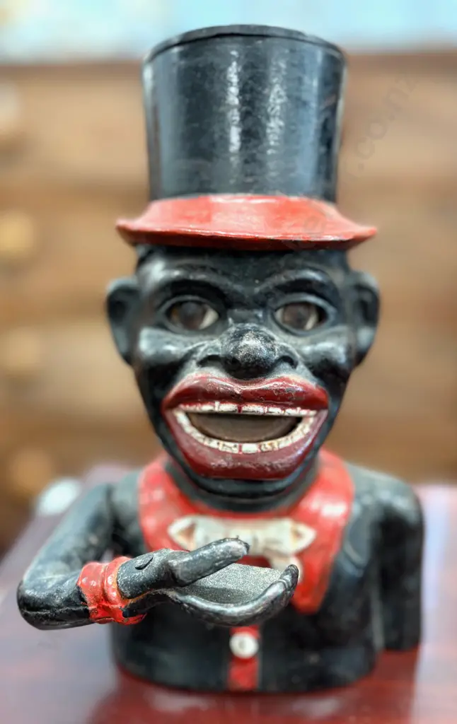 Cast Iron Americana Mechanical Bank with Top Hat, H20cm Image 1++