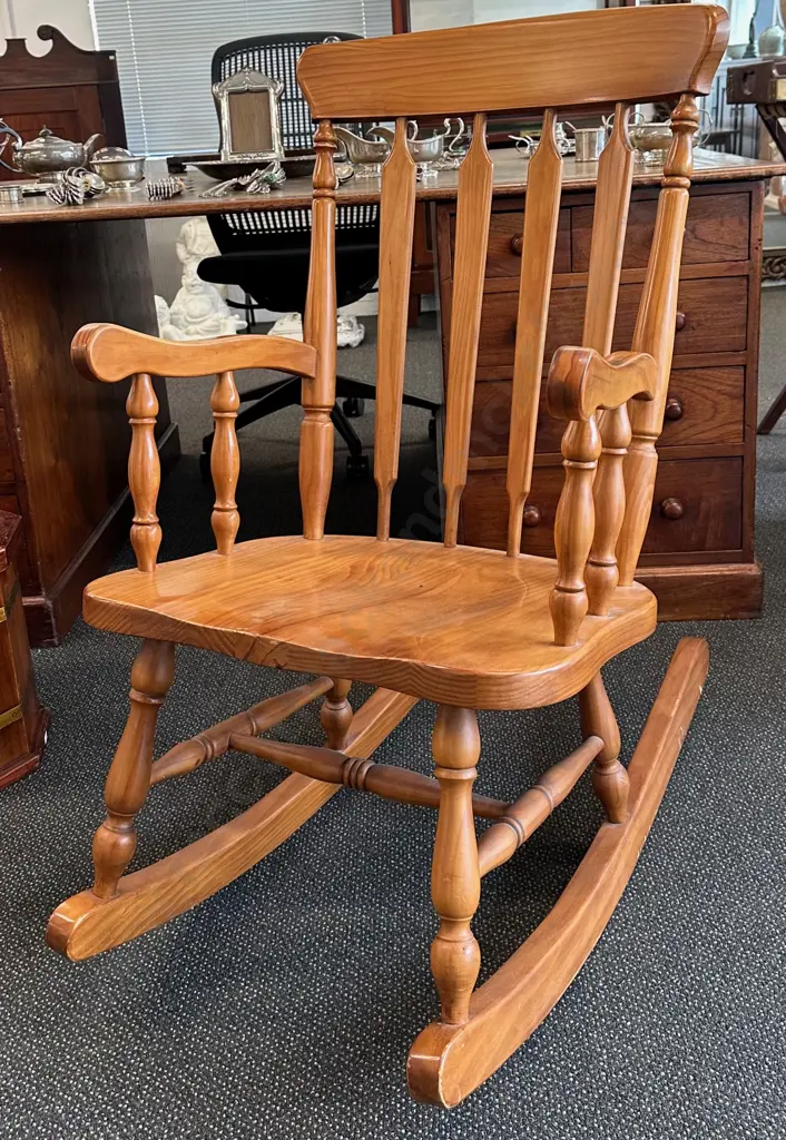 Slat Back Pine Rocking Chair Image 1++