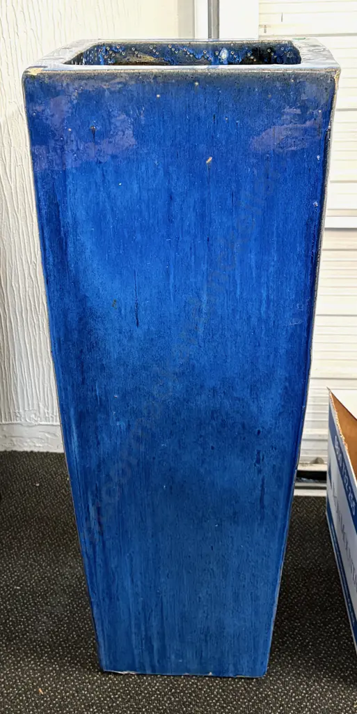 Large Blue Glazed Planter H91x37cm Image 1++