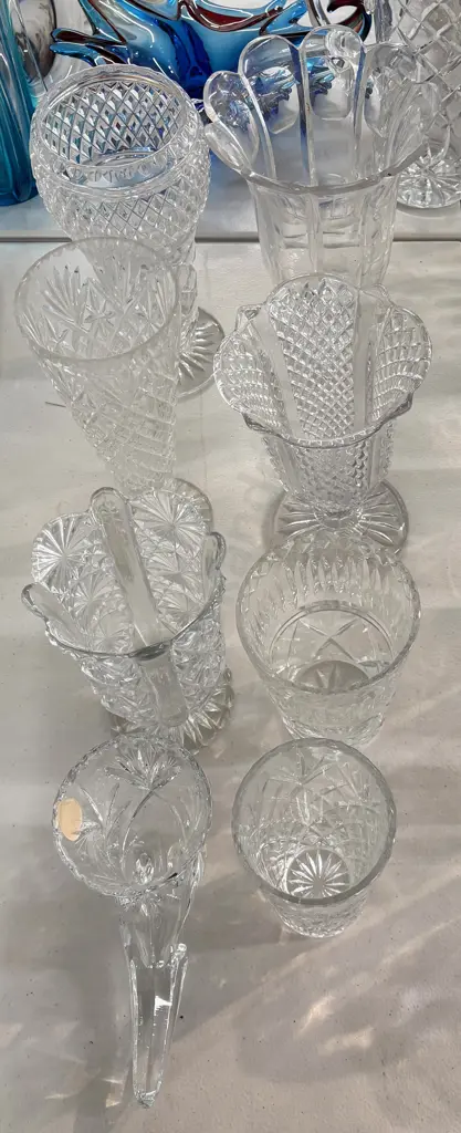 Eight Crystal and Cut Glass Vases Image 1++