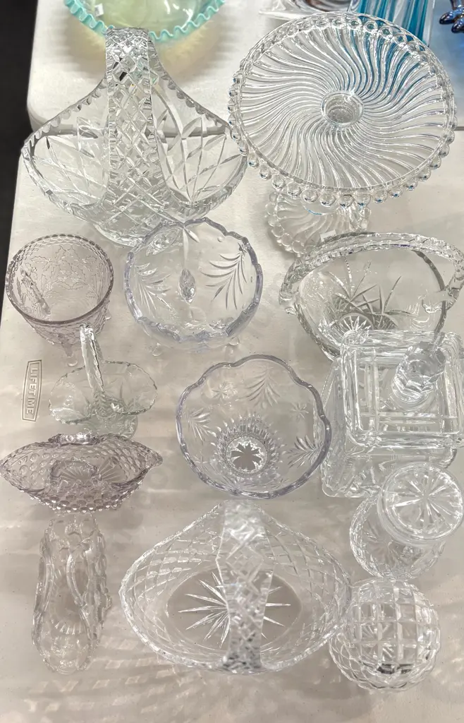 Selection of  Crystal and Cut Glass, Comports, Baskets and Containers Image 1++