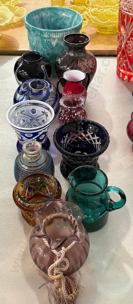 Selection of Coloured Glass Vases Image 1++