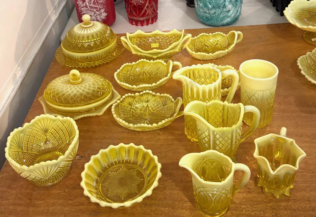 Vaseline Opalescent Glass Dishes, Tureens, Bowls and Jugs Image 1++