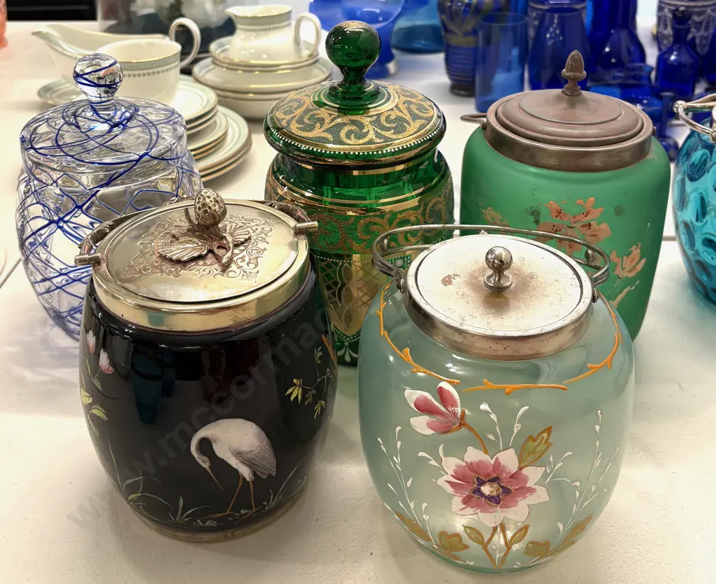 Enamel and Glass Biscuit Barrels (5) Image 1++