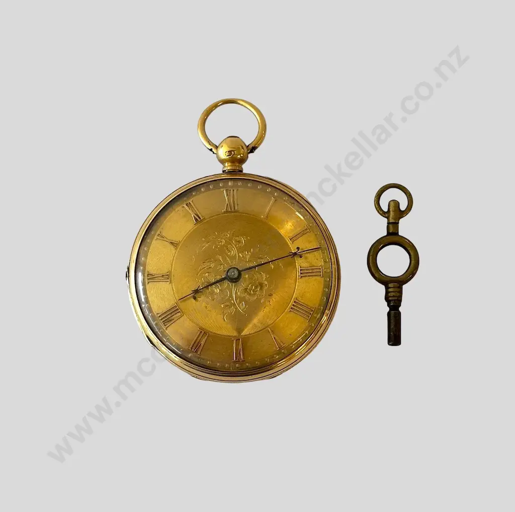 18ct Gold Pocket Watch with Key and Watch Stand TW68.1gms (watch only) Image 1++