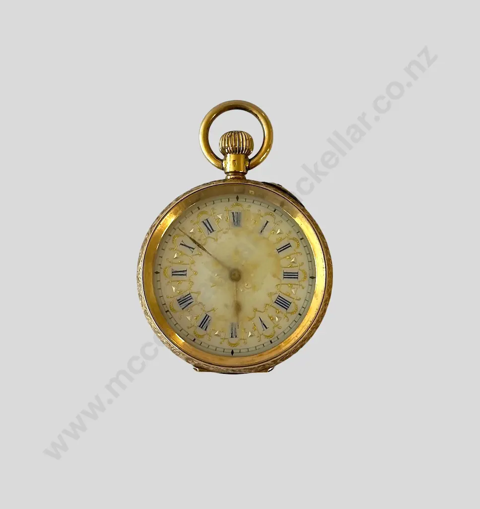 18ct Gold Enamel Faced Pocket Watch TW38.3gms Image 1++