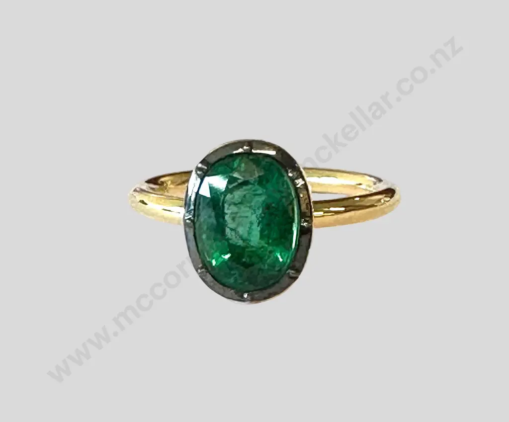 18ct Gold Emerald Dress Ring, 2.47ct, Size P, Valuation $15,000.00 Image 1++