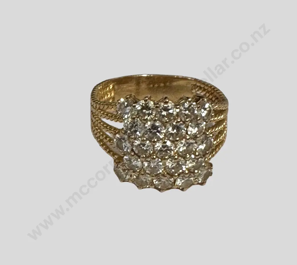18ct Yellow Gold Diamond Cluster Ring, TGW 1.84ct, Size O, Valuation $8,200.00 Image 1++