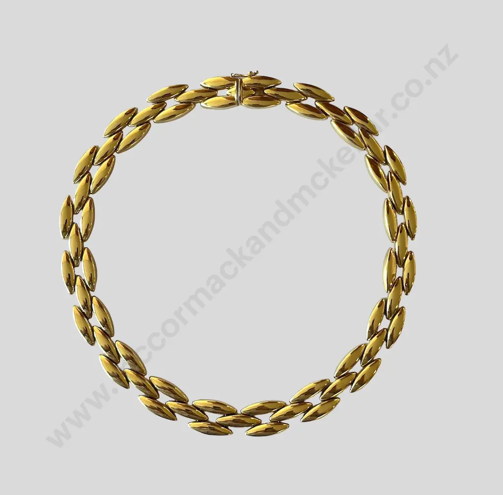 14ct Gold Gentiane Rice Link Necklace, 42cm, TW40.4gms Image 1++