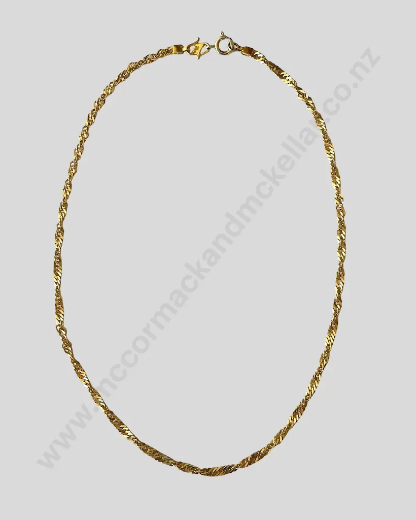 22ct Gold Wave Link Necklace with 9ct Spring Ring, L46cm, TW 14.1gms Image 1++
