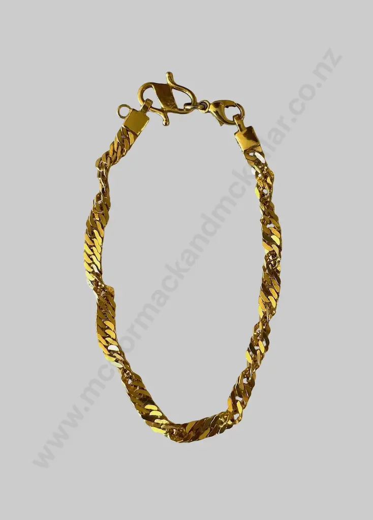 22ct Gold Wave Link Bracelet with 9ct Lobster Claw, L18cm, TW 8.1gms Image 1++