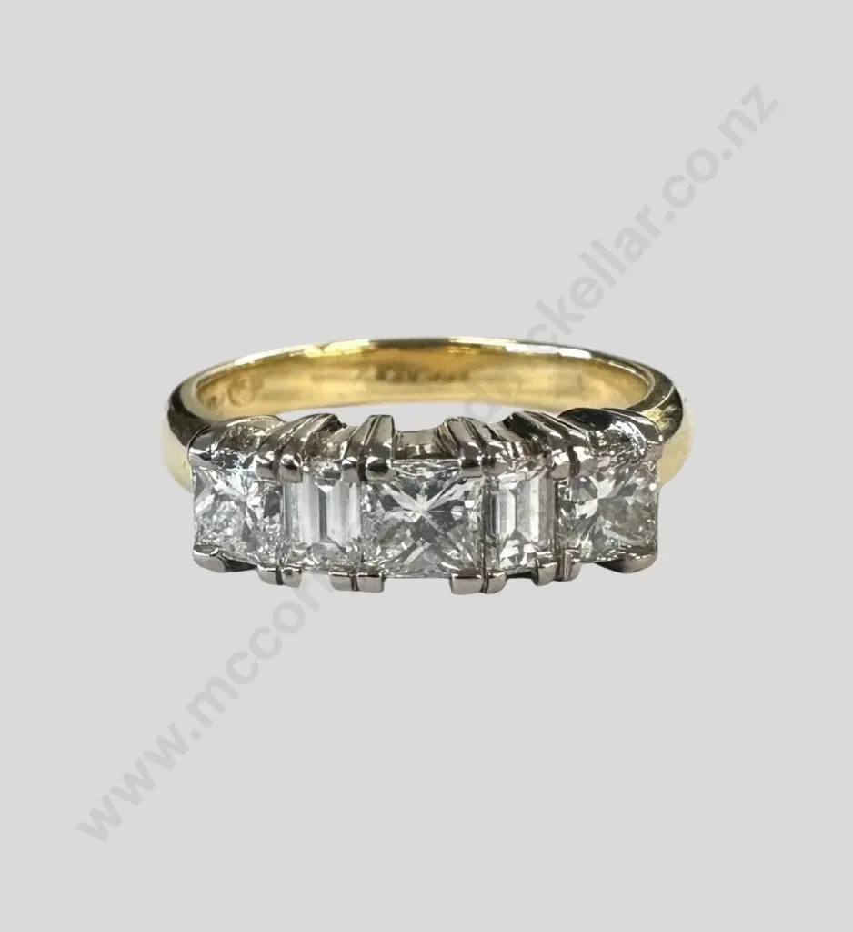 18ct White Gold Five Stone Diamond Ring, Ring Size P, TGW1.03ct, TW6.6gms, Valuation $7,380 Image 1++