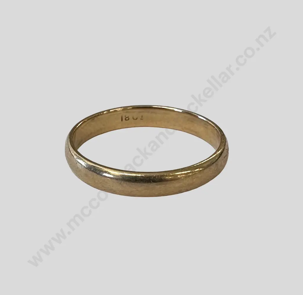 18ct Gold Wedding Band, TW2.3gms Image 1++