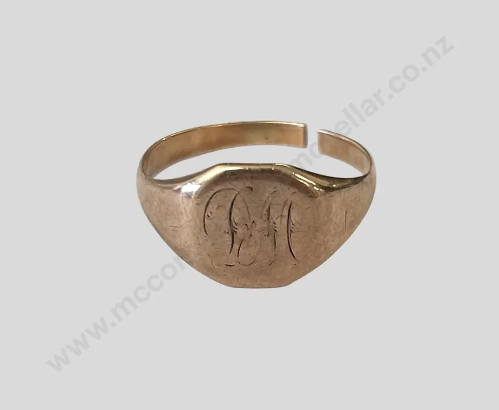 9ct Rose Gold Men's Signet Ring, AF, TW4.3gms Image 1++