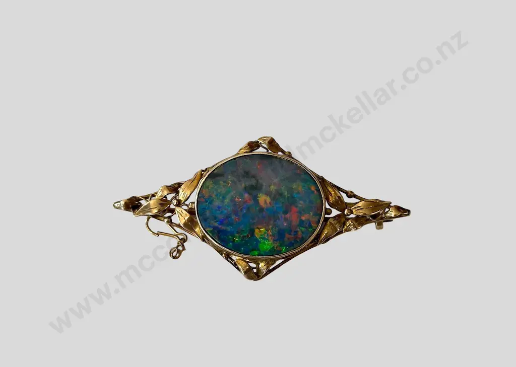 9ct Rose Gold and Fire Opal Brooch, TW7.1gm Image 1++