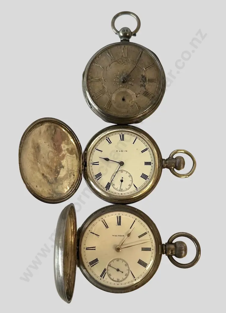 Two Sterling Silver Hunter and one Open Face Pocket Watch, AF, TW362gms Image 1++