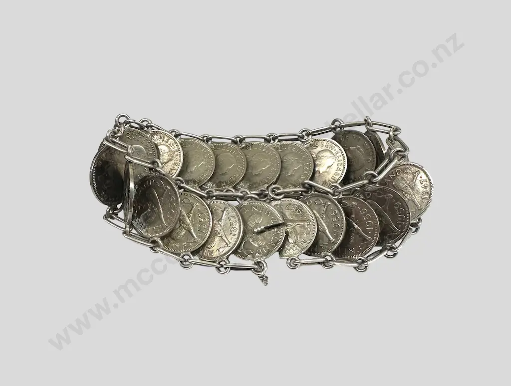 1950s' NZ Threepence Coin Bracelet Image 1++