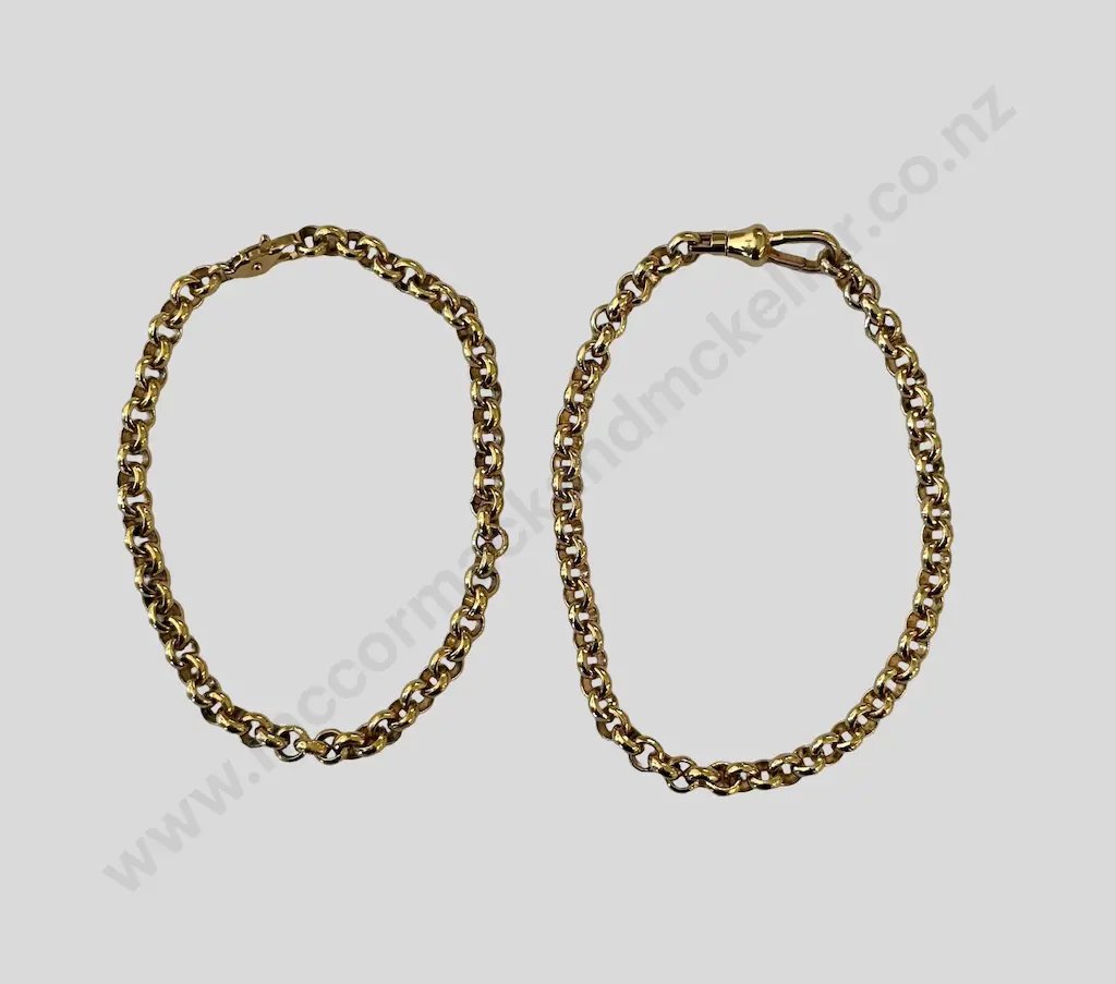 Two Gold Plated Belcher Link Barcelets, L22.5 and 22cm Image 1++