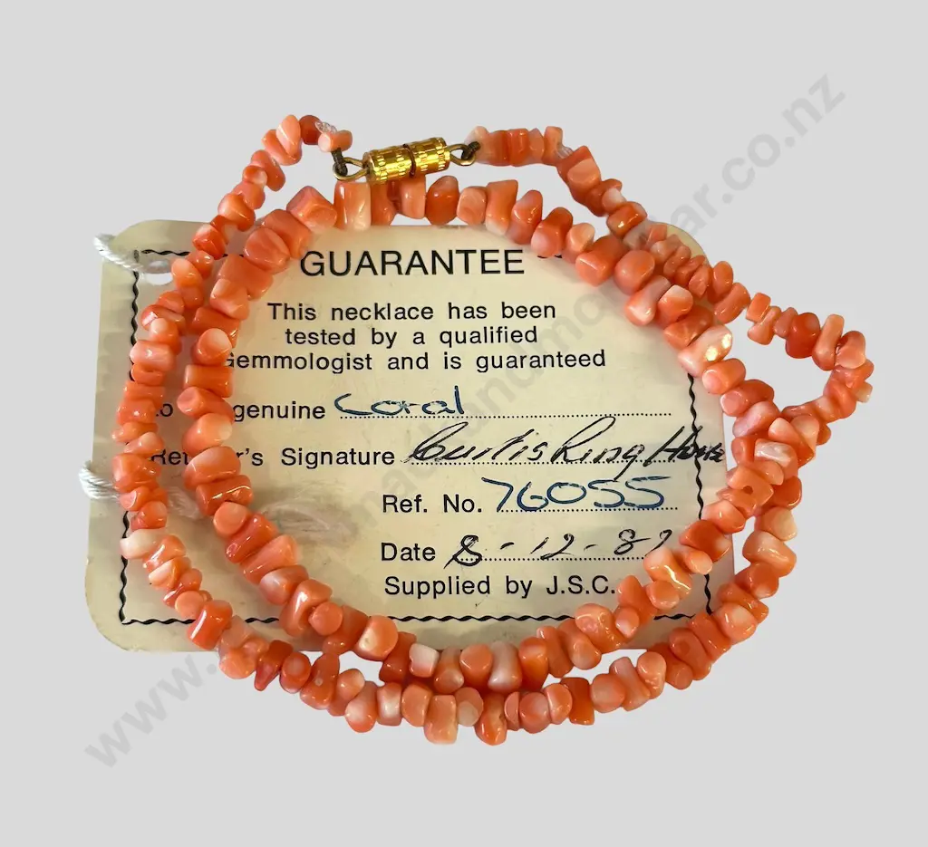 Coral Bead Necklace, L38cm Image 1++