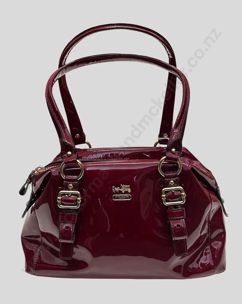 Coach Red Madison Patent Leather Handbag H15xL26cm Image 1++
