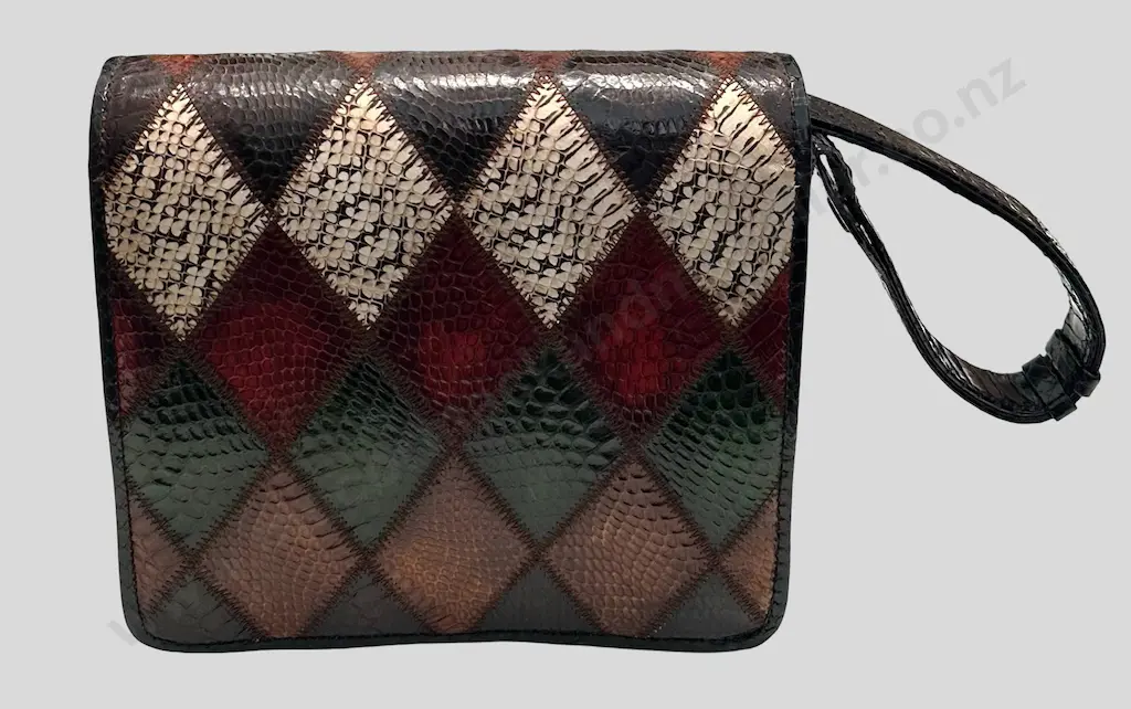 Vintage Snakeskin Diamond Design Bag H20xW21cm Image 1++