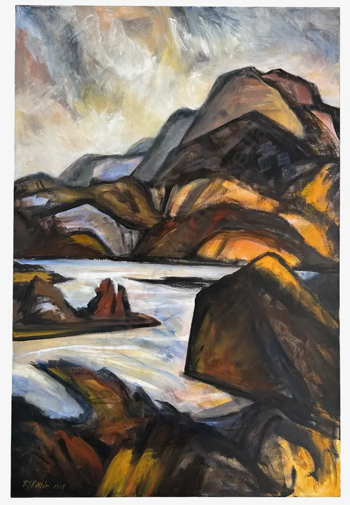 Rosie Little - Parapara Landforms and Peak, 2018, acrylic on canvas, 920x610mm Image 1++