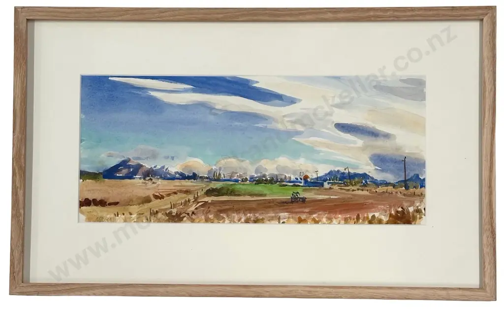 A.A Deans - Pastoral Scene, watercolour on paper, 118x410mm Image 1++
