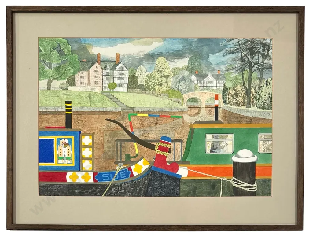 Maurice Askew - Worsley Basin, Leeds 1987, watercolour on paper, 370x550mm Image 1++