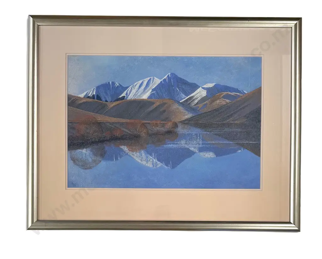 Ann Wilson – Mountain and Lake Scene, pastel on paper, 360x540mm Image 1++